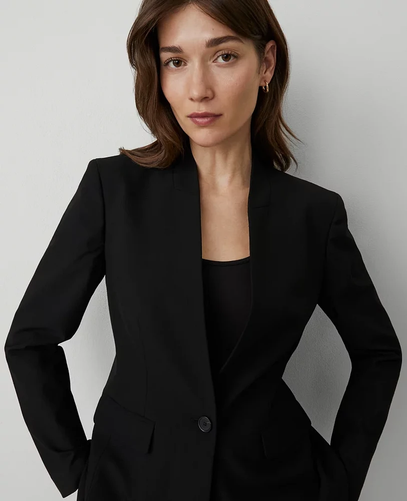 Ann Taylor The Collarless Blazer Seasonless Stretch Black Women's