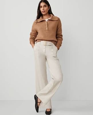 Ann Taylor Petite Weekend Collection Belted Utility Pant Tahini Women's