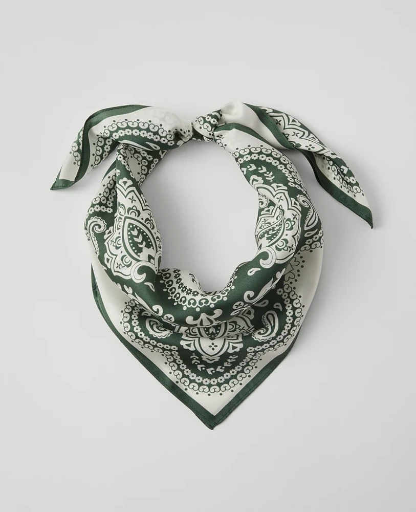 Ann Taylor Paisley Silk Little Scarf Winter White Women's