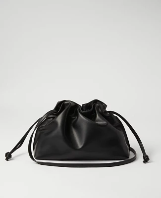 Ann Taylor Drawstring Faux Leather Clutch Bag Women's