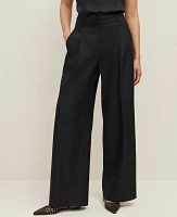 Ann Taylor The Wide-Leg Pant Linen Twill Black Women's