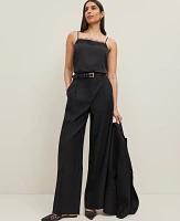 Ann Taylor The Wide-Leg Pant Linen Twill Black Women's