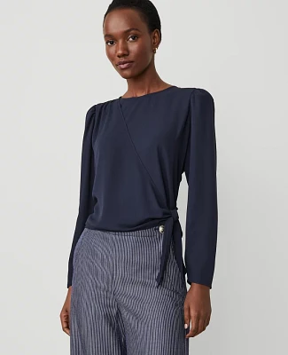 Ann Taylor Petite Wrap Blouse Night Sky Women's
