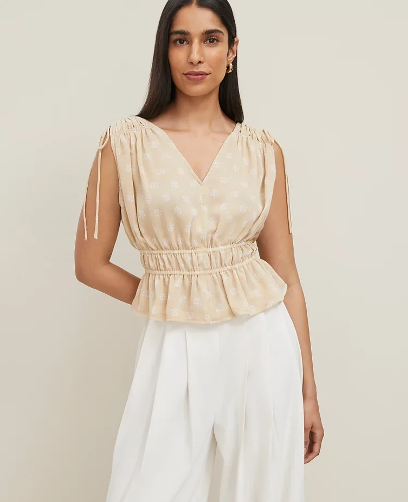 Ann Taylor Petaled Gathered Tie Top Sands Edge Women's