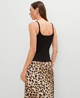 Ann Taylor Ribbed Scoop Neck Tank Top Black Women's