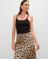 Ann Taylor Ribbed Scoop Neck Tank Top Black Women's