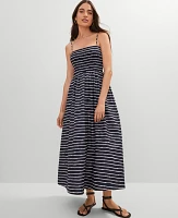 Ann Taylor Weekend Collection Striped Flare Dress Night Sky Women's