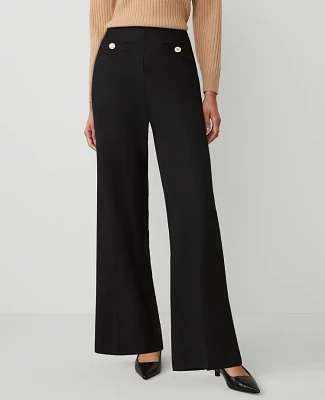 Ann Taylor The Petite Button Trim Sailor Wide-Leg Pant — Curvy Fit Women's