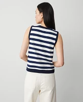 Ann Taylor Petite Striped V-Neck Vest Night Sky Women's