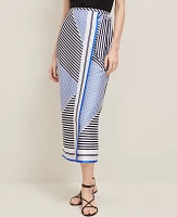 Ann Taylor Striped Satin Sarong Skirt Night Sky Women's