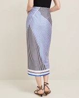 Ann Taylor Striped Satin Sarong Skirt Night Sky Women's