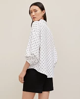 Ann Taylor Dotted Blouson Sleeve Shirt Size XS White Women's