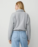 Ann Taylor Petite Collared Sweatshirt Grey Cloud Heather Women's