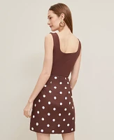 Ann Taylor Dotted Linen Blend Mini Skirt Rich Walnut Women's
