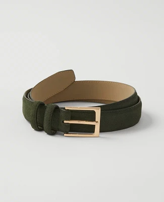 Ann Taylor Suede Rectangle Buckle Belt Dried Cilantro Women's