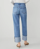 Ann Taylor The Petite Cuffed Straight Jean Light Wash Indigo Women's