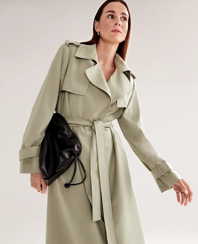 Ann Taylor Petite Modern Trench Coat Size Small Seagrass Women's