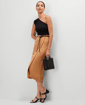 Ann Taylor Belted Wrap Skirt Pecan Women's