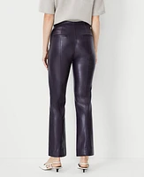 Ann Taylor The Seamed Kick Crop Pant Faux Leather Deep Purple Onyx Women's