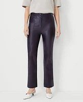 Ann Taylor The Seamed Kick Crop Pant Faux Leather Deep Purple Onyx Women's