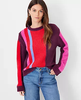 Ann Taylor Colorblock Mixed Stitch Sweater