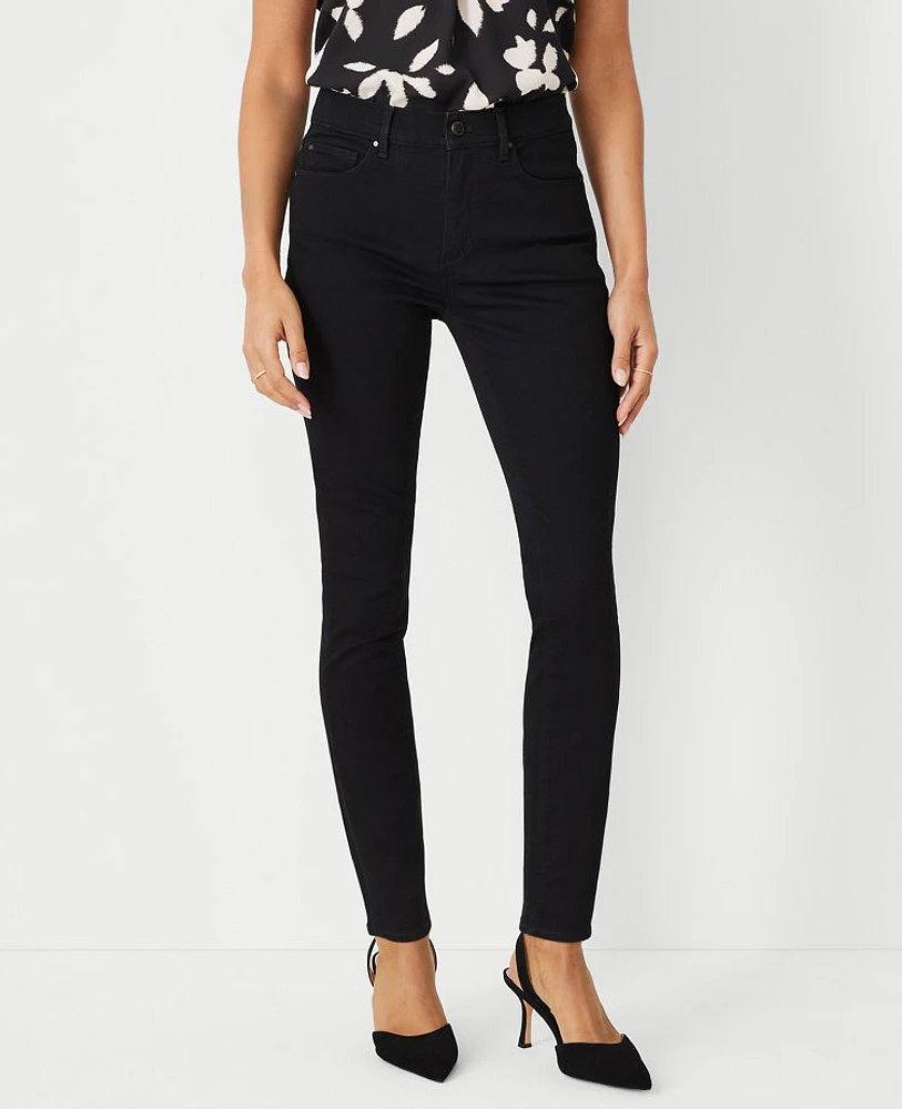 Ann Taylor Mid Rise Skinny Jeans Classic Black Wash Women's
