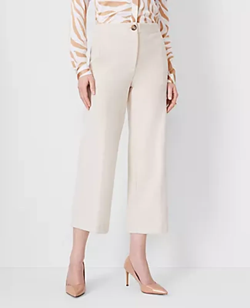Ann Taylor The Kate Wide Leg Crop Pant in Faux Suede