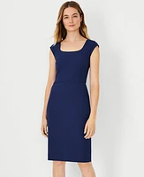 Ann Taylor The Petite Scoop Neck Zip Pocket Dress Bi-Stretch Pure Sapphire Women's