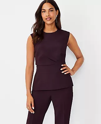 Ann Taylor The Petite Tucked Waist Shell Top in Fluid Crepe