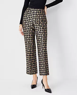 Ann Taylor The Flared Ankle Pant in Geo Jacquard