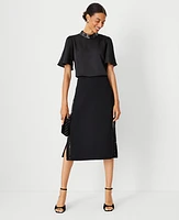 Ann Taylor Sequin Paneled Side Slit Midi Skirt Black Women's