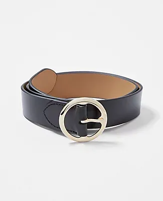 Ann Taylor Circle Buckle Wide Leather Belt