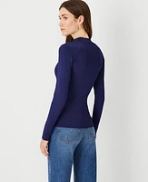 Ann Taylor Silky Ribbed Mock Neck Sweater Women's