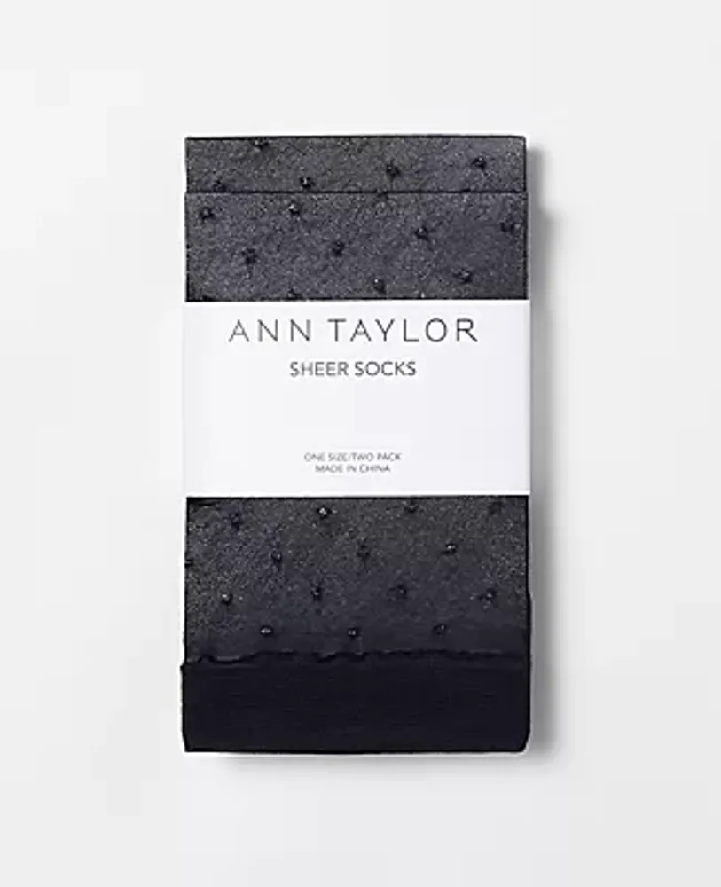 Ann Taylor Shimmer Dot Sheer Crew Sock Set