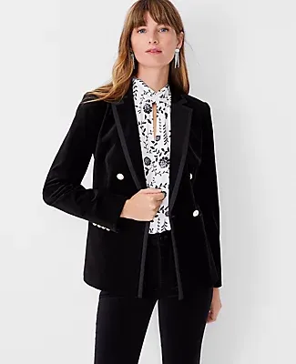 Ann Taylor The Tailored Double Breasted Blazer in Velvet