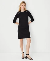 Ann Taylor Button Shoulder Shift Dress Black Women's