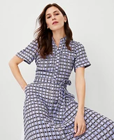 Ann Taylor Geo Belted Pocket Shirtdress Night Sky Women's