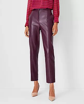 Ann Taylor The Petite High Rise Eva Ankle Pant Faux Leather