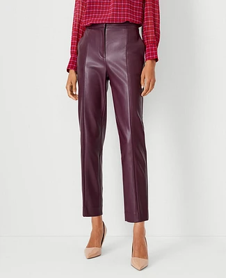 Ann Taylor The Petite High Rise Eva Ankle Pant in Faux Leather Size 12 Potent Purple Women's