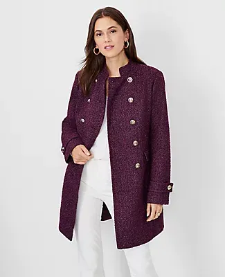 Ann Taylor Petite Shimmer Tweed Fitted Double Breasted Coat
