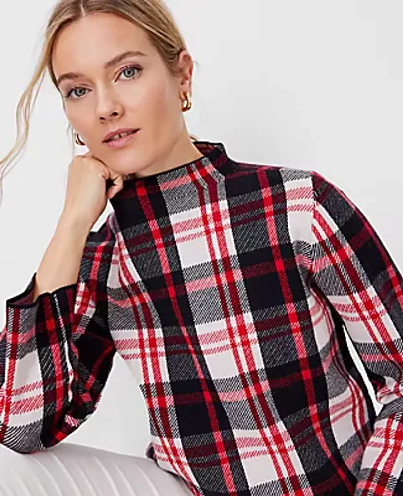 Ann Taylor Petite Plaid Relaxed Sweater