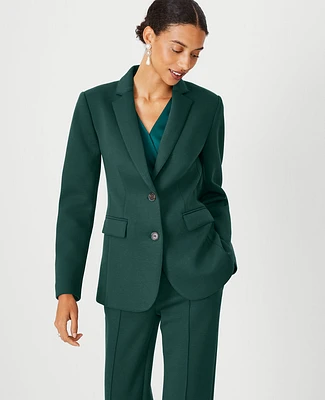 Ann Taylor The Petite Notched Two Button Blazer Double Knit Precious Emerald Women's