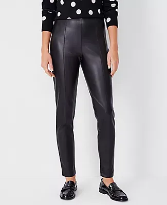 Ann Taylor The Petite Seamed Side Zip Legging Faux Leather