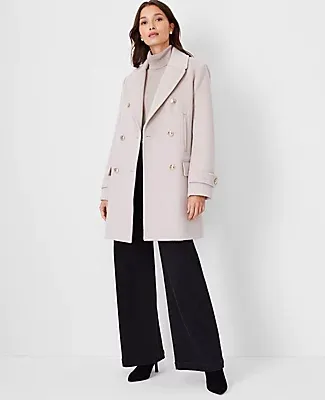 Ann Taylor Petite Wool Blend Notched Collar Peacoat