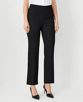 Ann Taylor The Tall High Rise Side Zip Flare Ankle Pant Sateen Black Women's