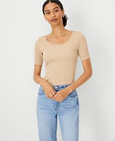 Ann Taylor Ribbed Modern Seamless Scoop Neck T-Shirt Women's