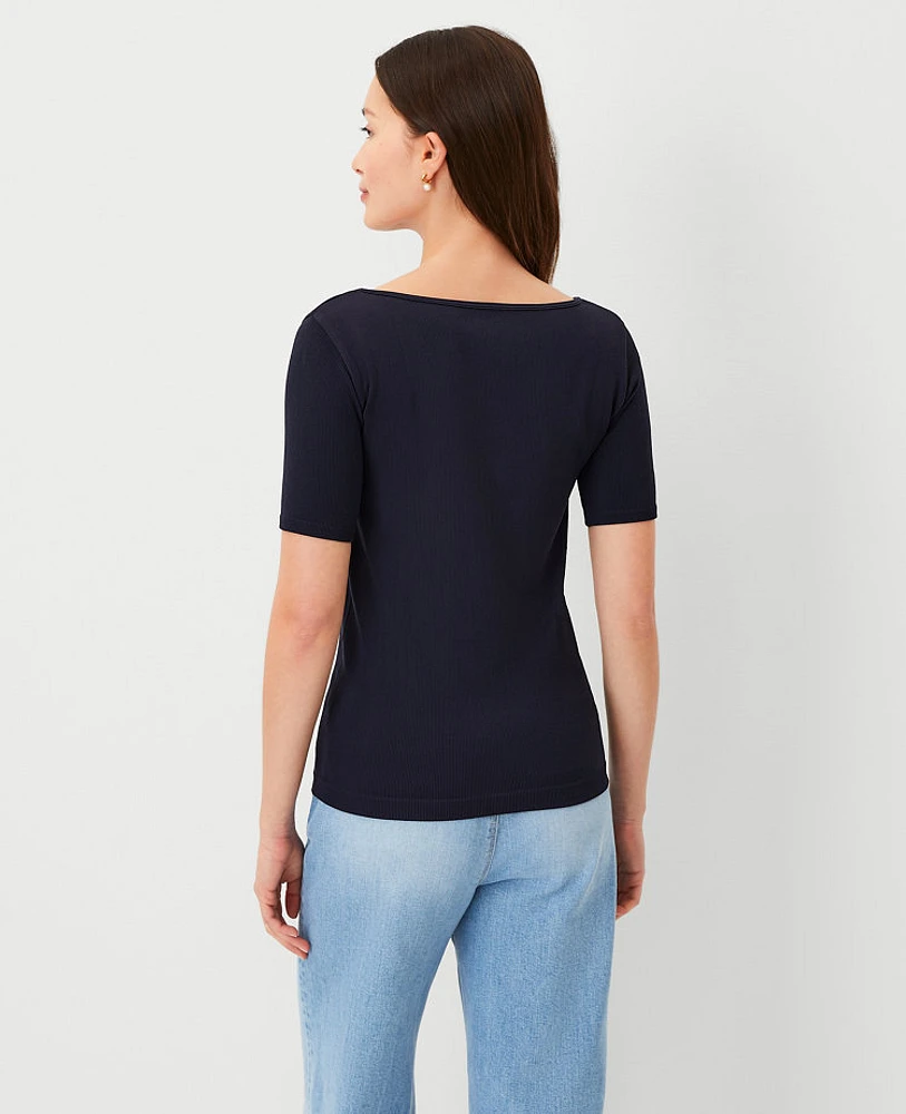 Ann Taylor Ribbed Modern Seamless Scoop Neck T-Shirt Women's