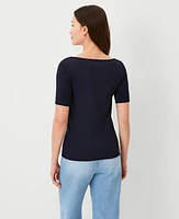 Ann Taylor Ribbed Modern Seamless Scoop Neck T-Shirt Women's