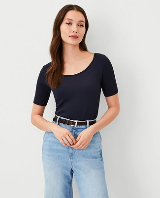 Ann Taylor Ribbed Modern Seamless Scoop Neck T-Shirt Women's