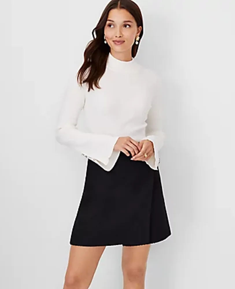 Petite Ribbed Button Cuff Sweater Dress